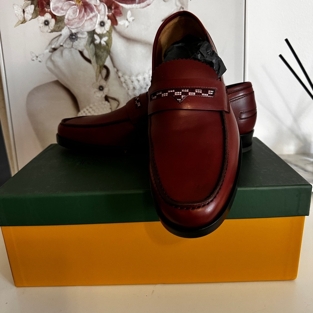 NWT Armando Cabral Men's Bolama Burgundy Leather Slip-On Loafers US 10.5 EU 43.5 - Picture 5 of 11